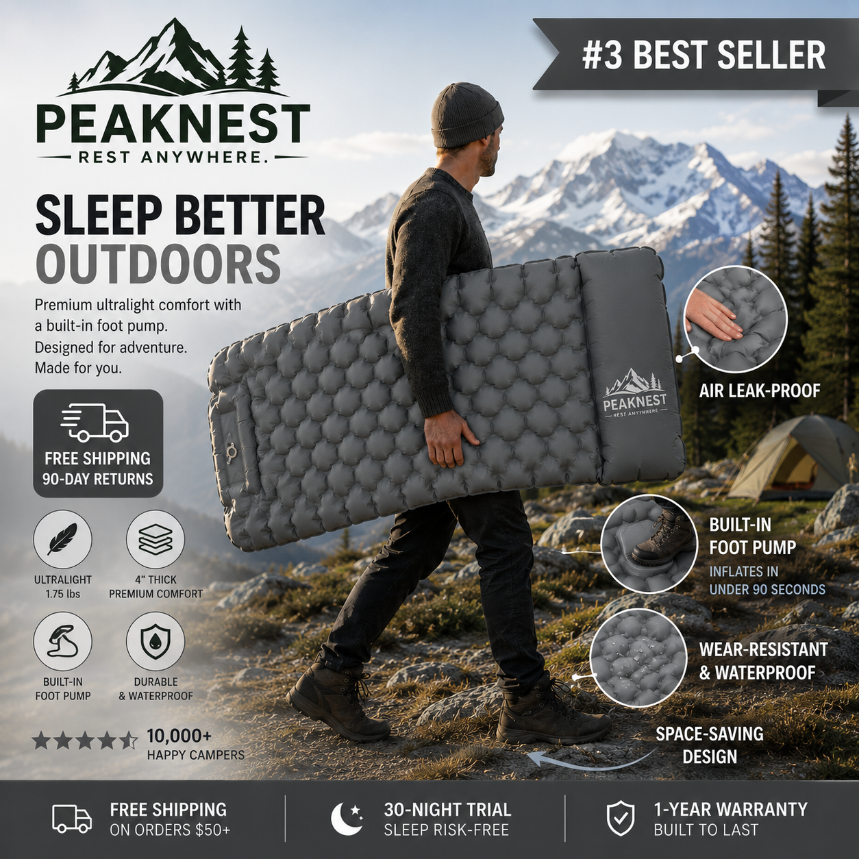 PeakNest™ Ultralight Sleeping Pad